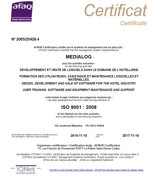 MEDIALOG - ISO 9001
