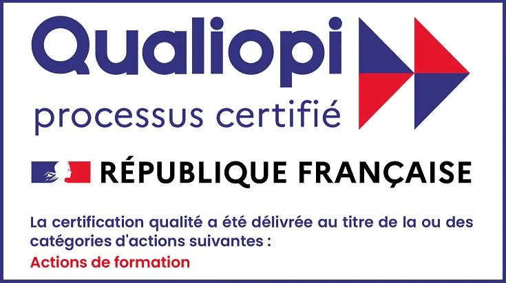 Qualiopi — La certification qualité a été délivrée au titre de la catégorie d'action suivante : actions de formation. République Française